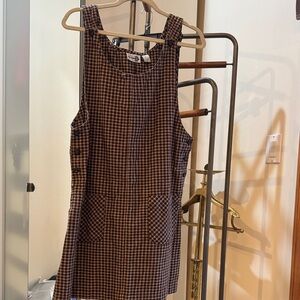 Brown Checkered Sleeveless Dress